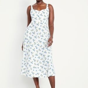 Old Navy White and Blue Floral Midi Dress With Pockets!